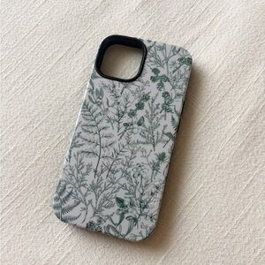 Casely | iPhone 14 Floral Pattern Phone Case - Green and White